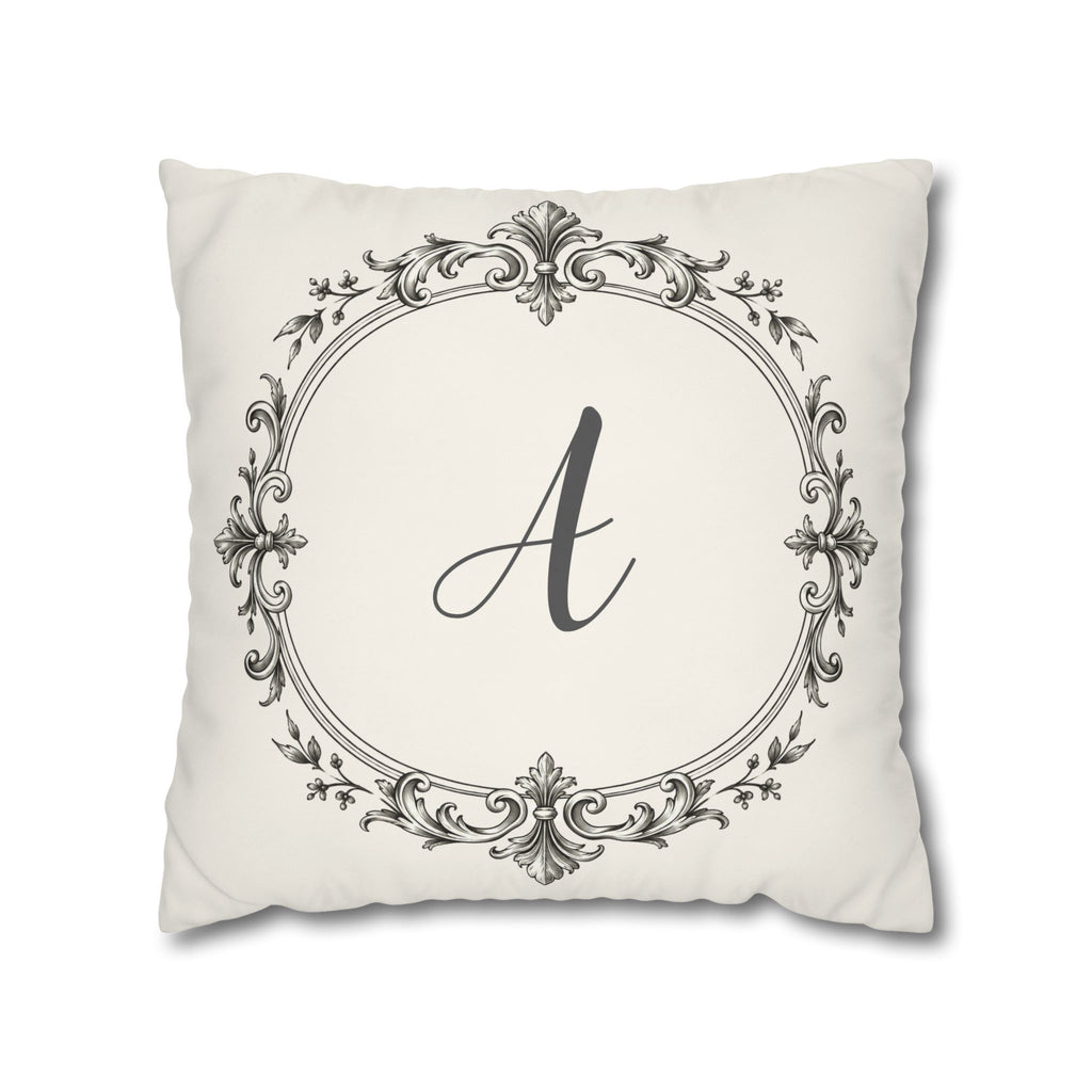Letter A pillow cover in cream