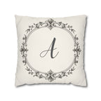 Letter A pillow cover in cream