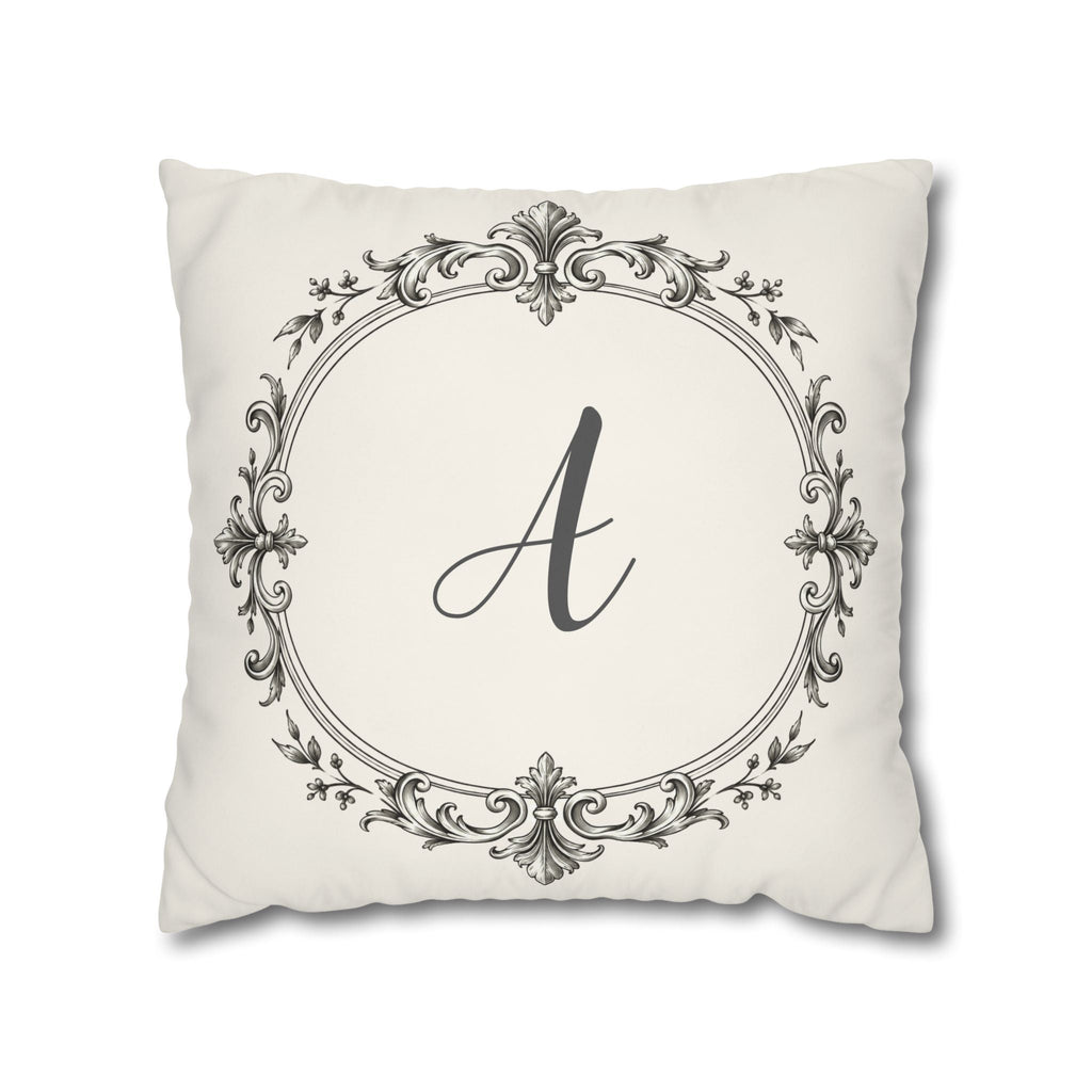 Letter A pillow cover in cream