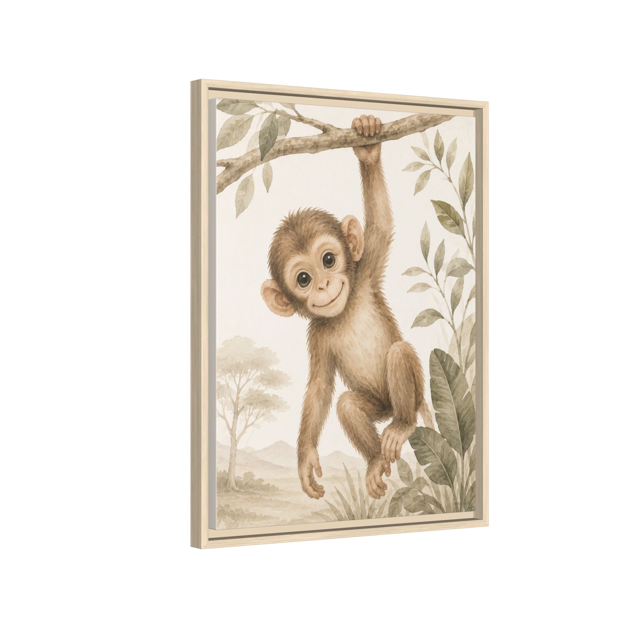 Safari Monkey Watercolor Canvas
