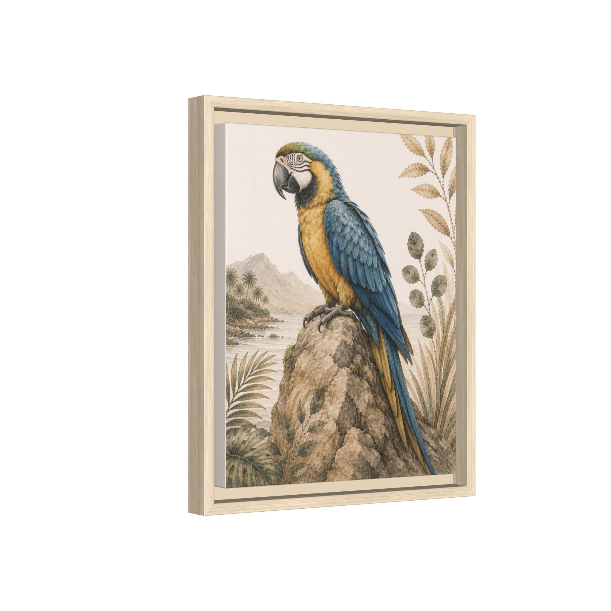 Blue & Gold Macaw Tropical Framed Canvas