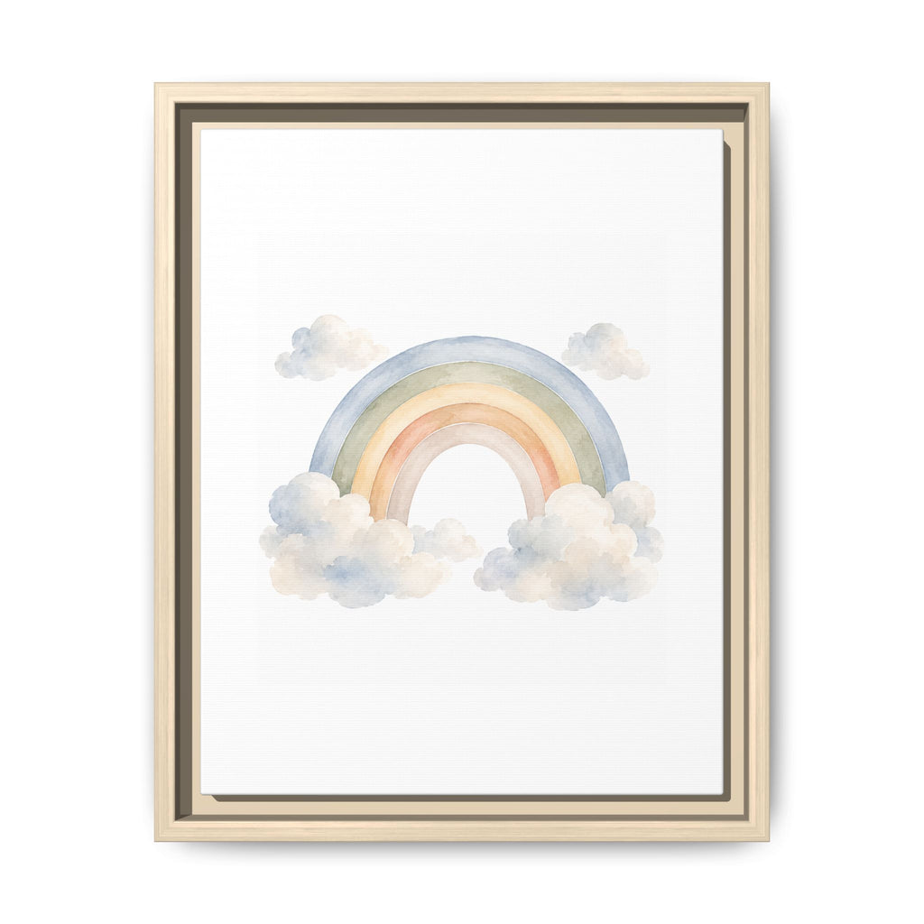 Rainbow Vertical Wall Art – Boho Cloud Nursery Framed Canvas