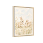 Playful Baby Bunnies Woodland Framed Canvas