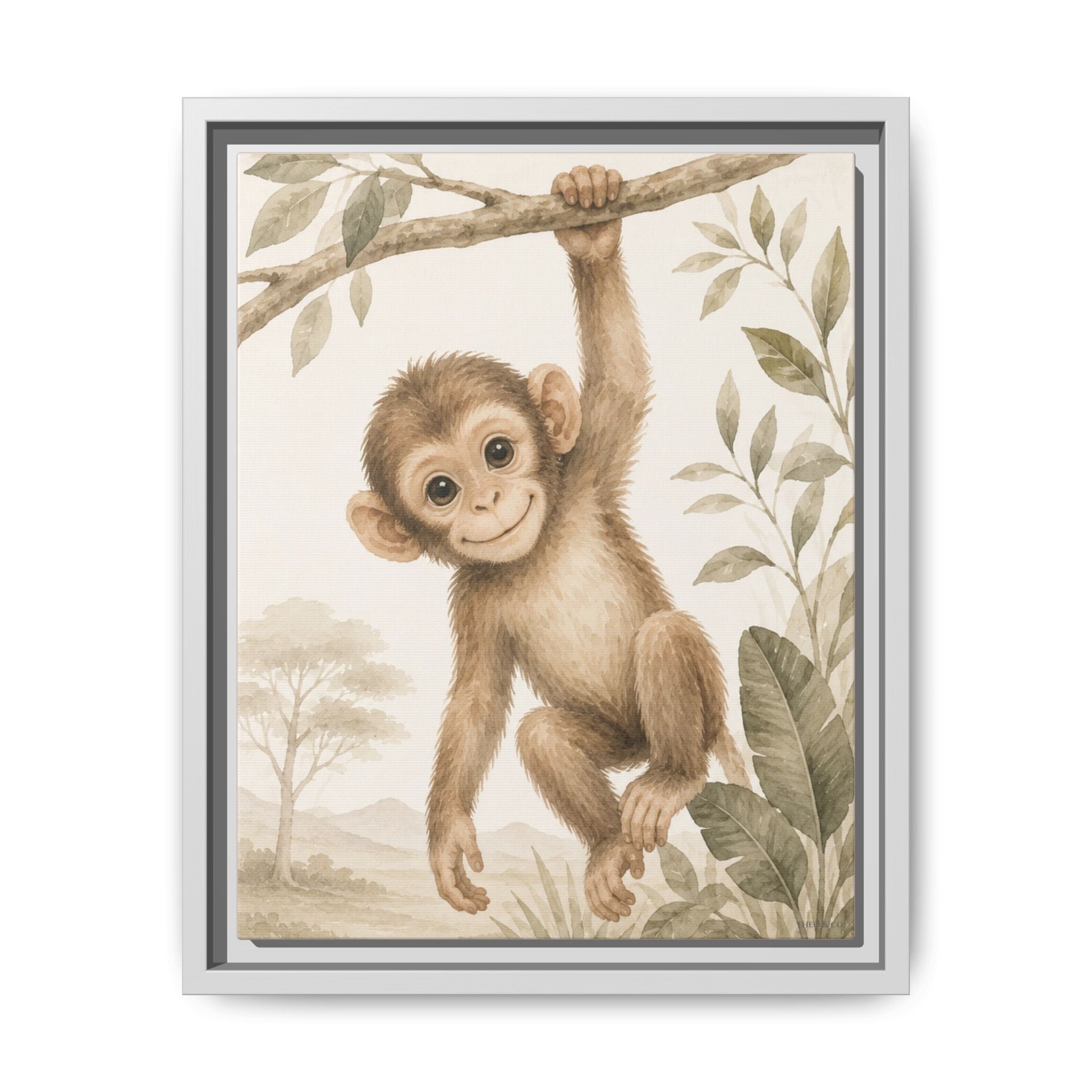 Safari Monkey Watercolor Canvas