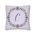 Letter C pillow cover in purple