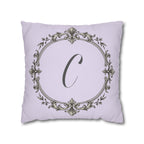Letter C pillow cover in purple