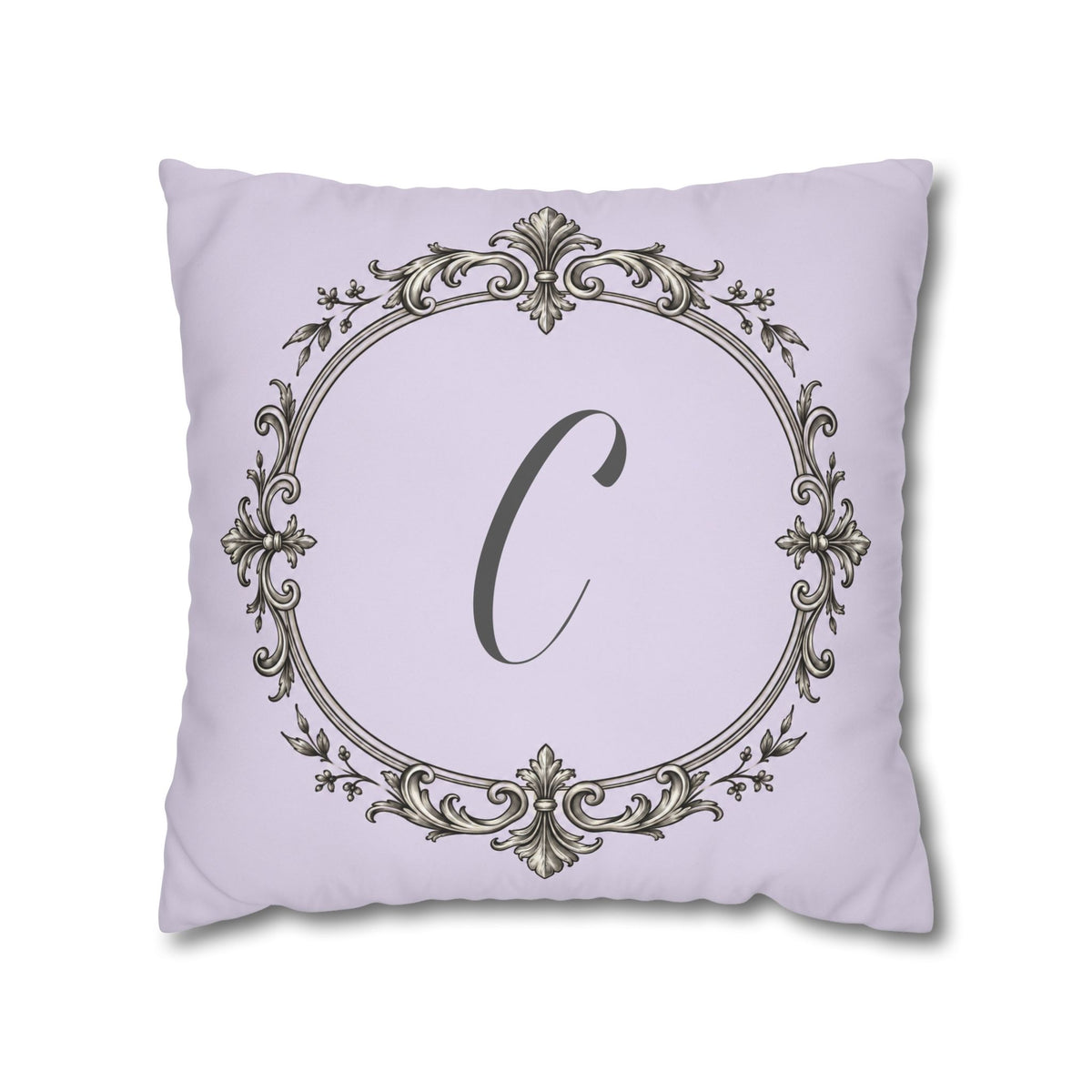Letter C pillow cover in purple