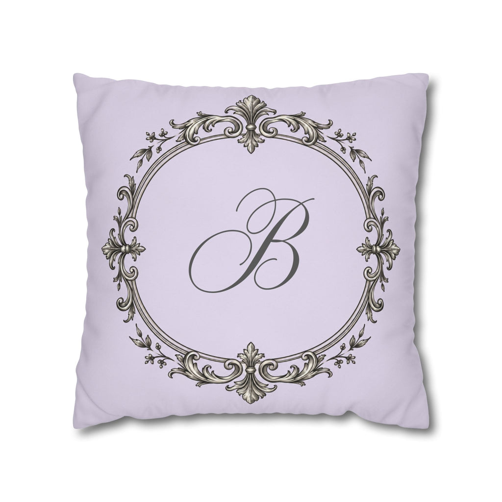 Letter B pillow cover in purple