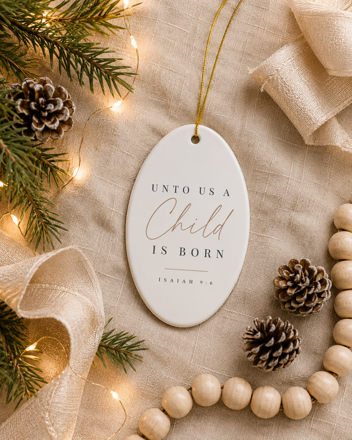 Isaiah 9:6 Nativity Ceramic Ornament