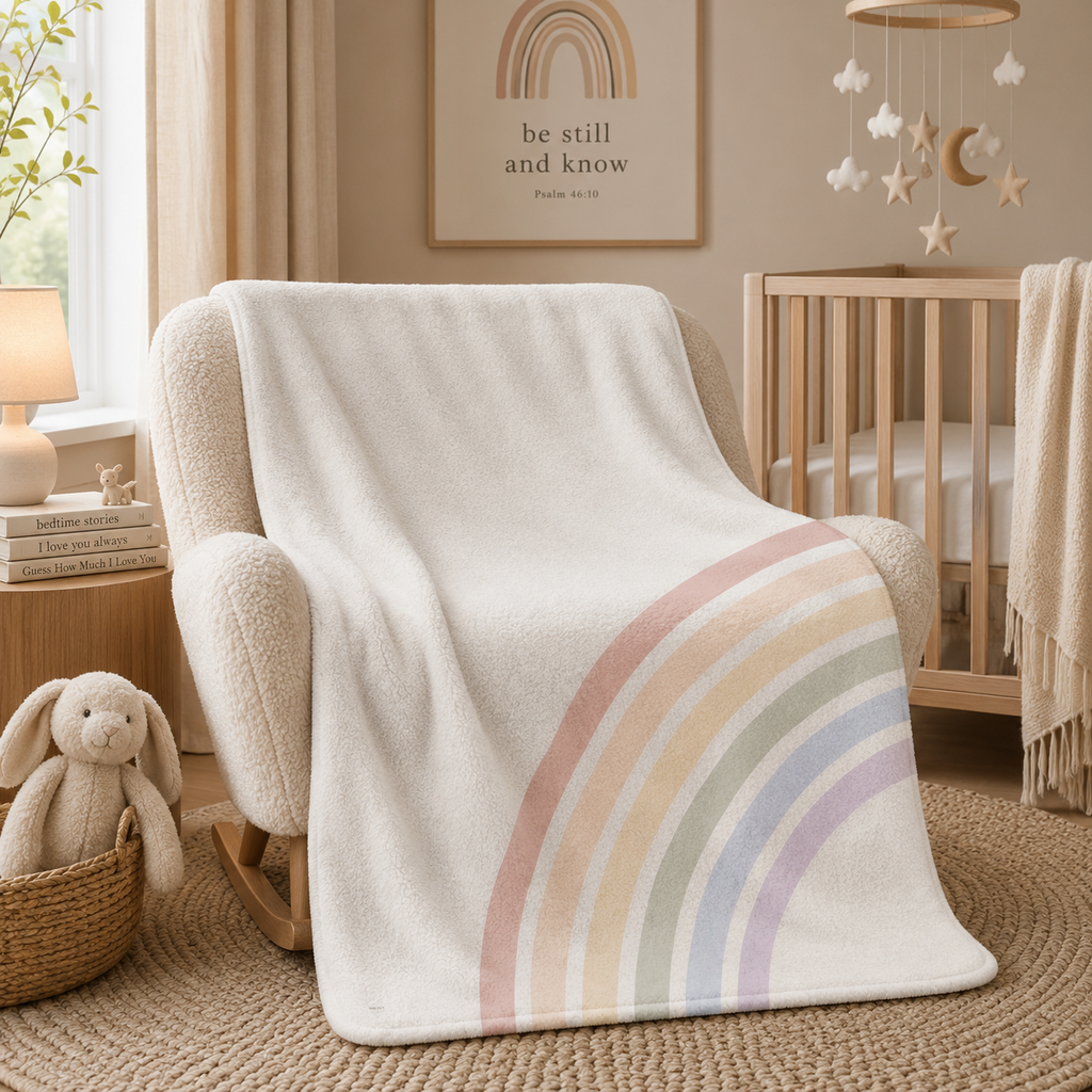 Watercolor Rainbow Sherpa Blanket