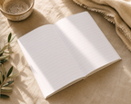 Lined Notebook laying open on a table 
