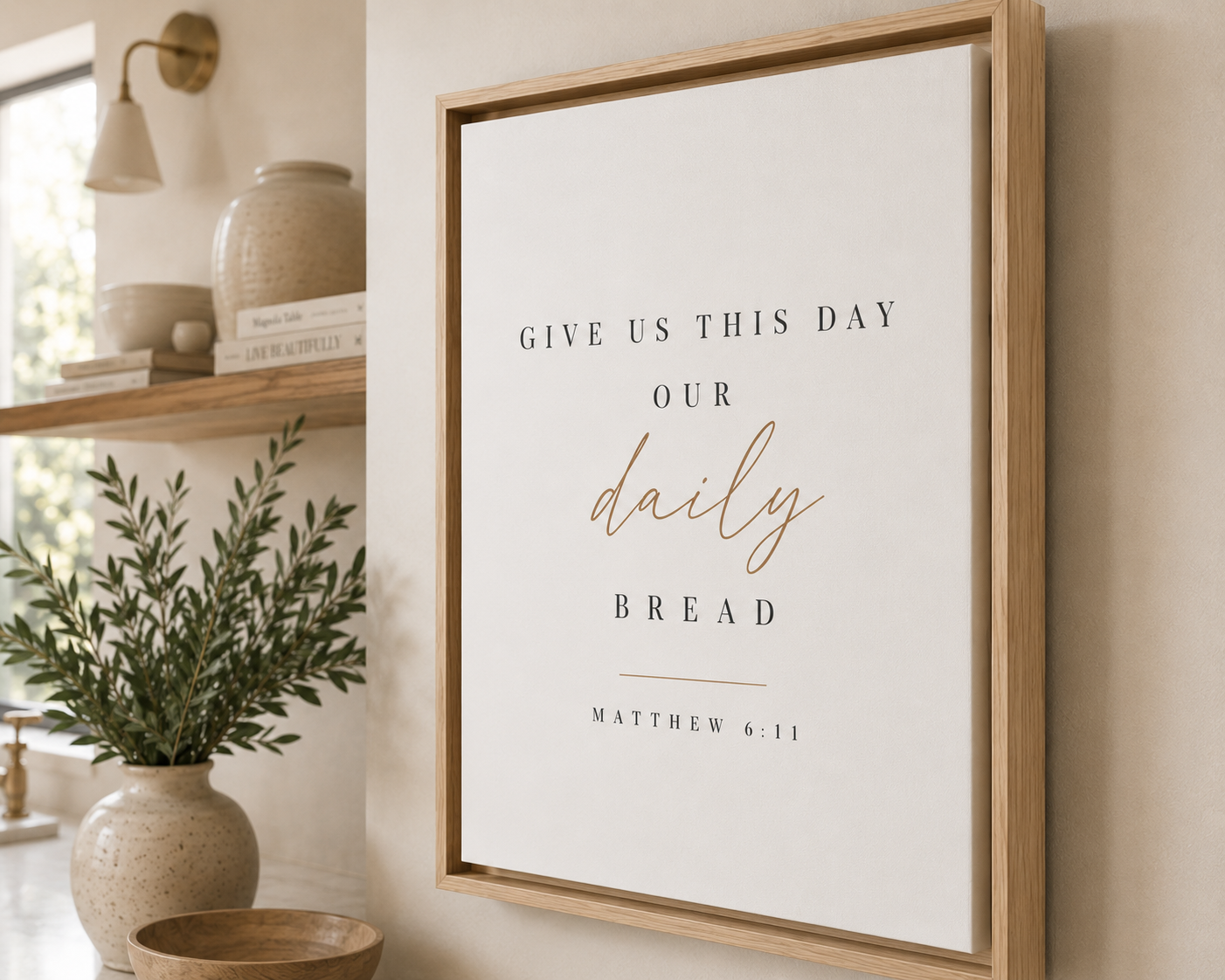 Matthew 6:11 Framed Canvas