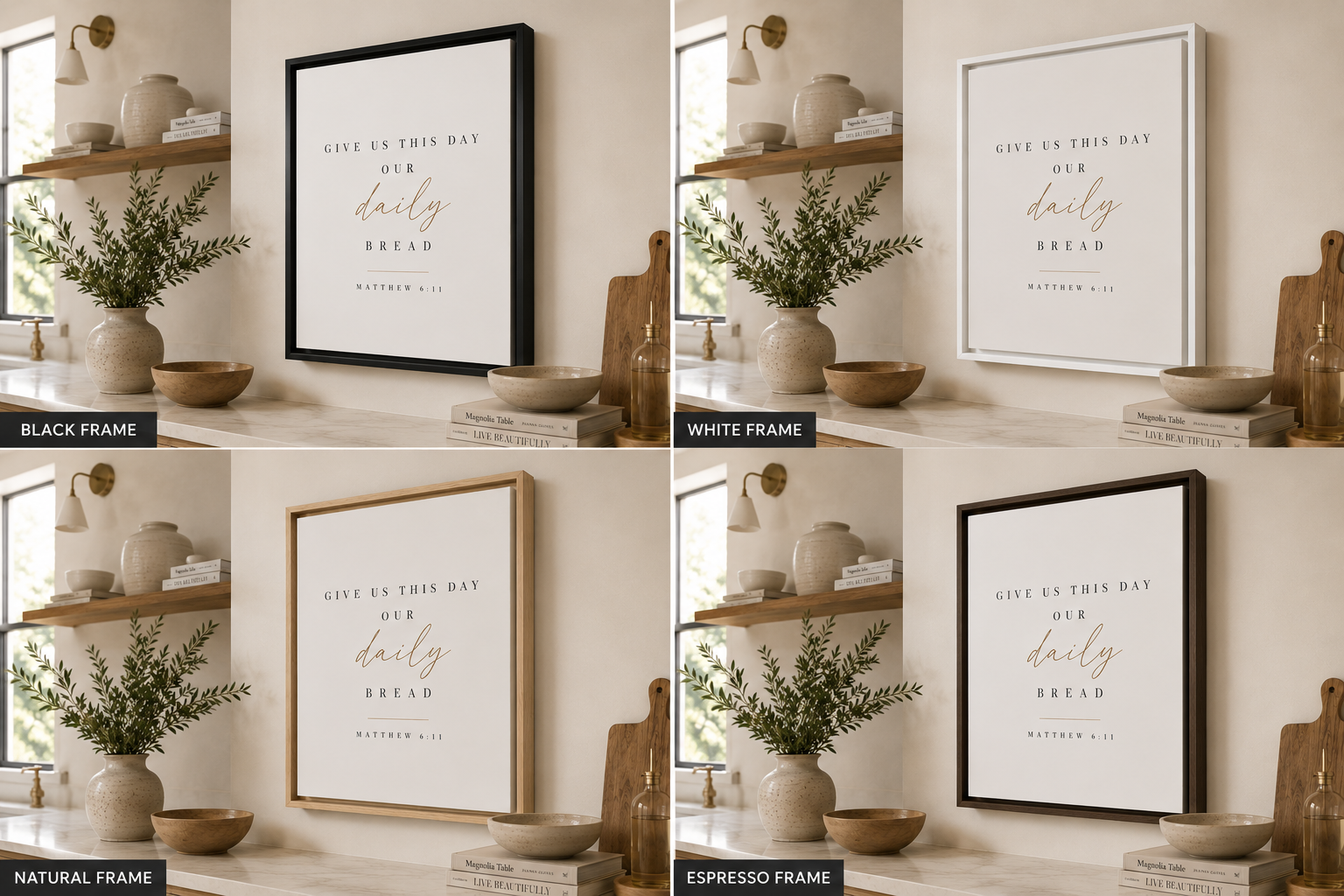 Matthew 6:11 Framed Canvas