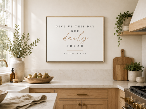 Matthew 6:11 Horizontal Framed Canvas