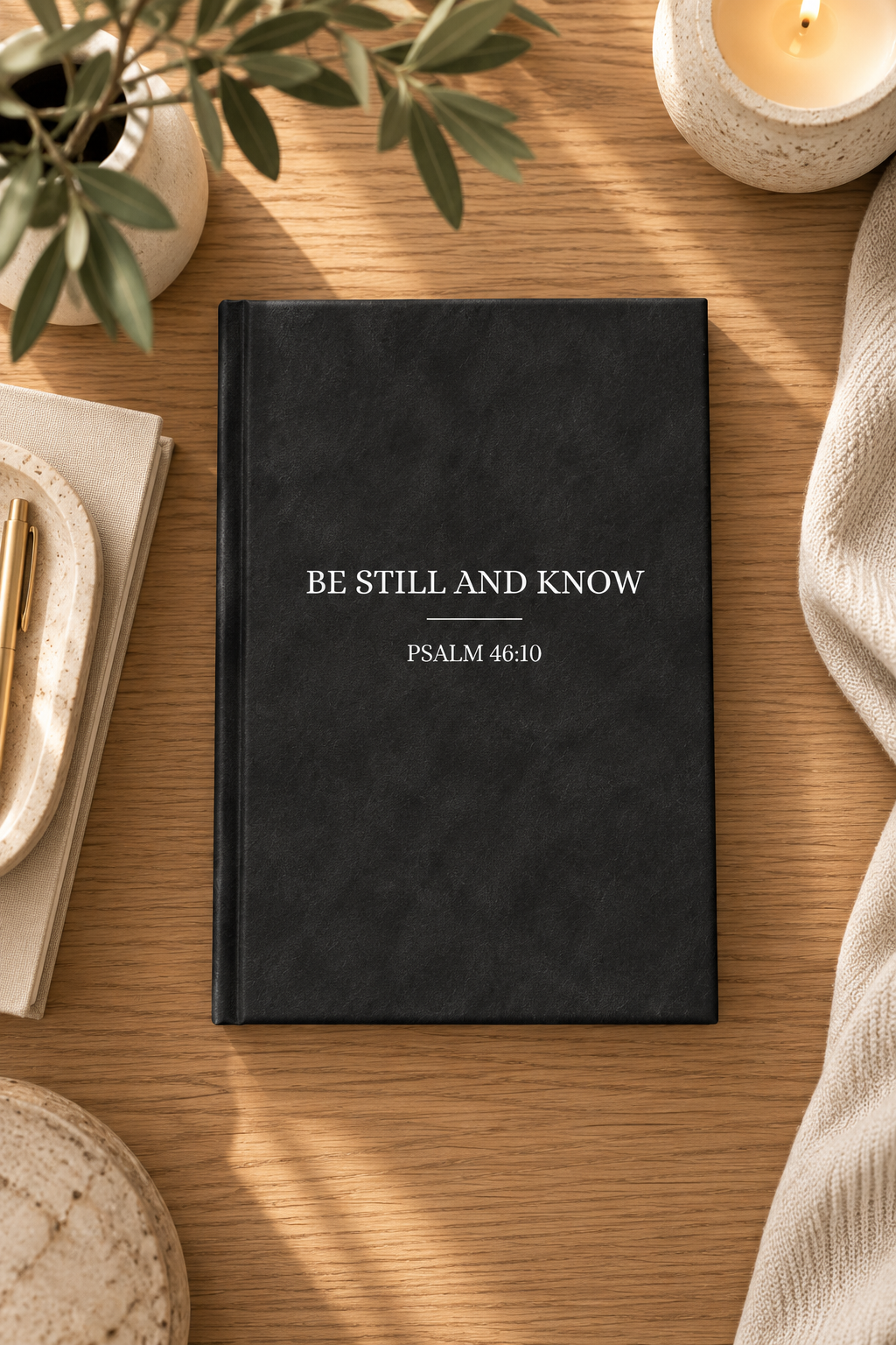 Be Still journal in black and white