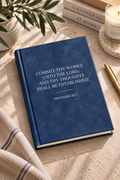 Commit journal in blue and white