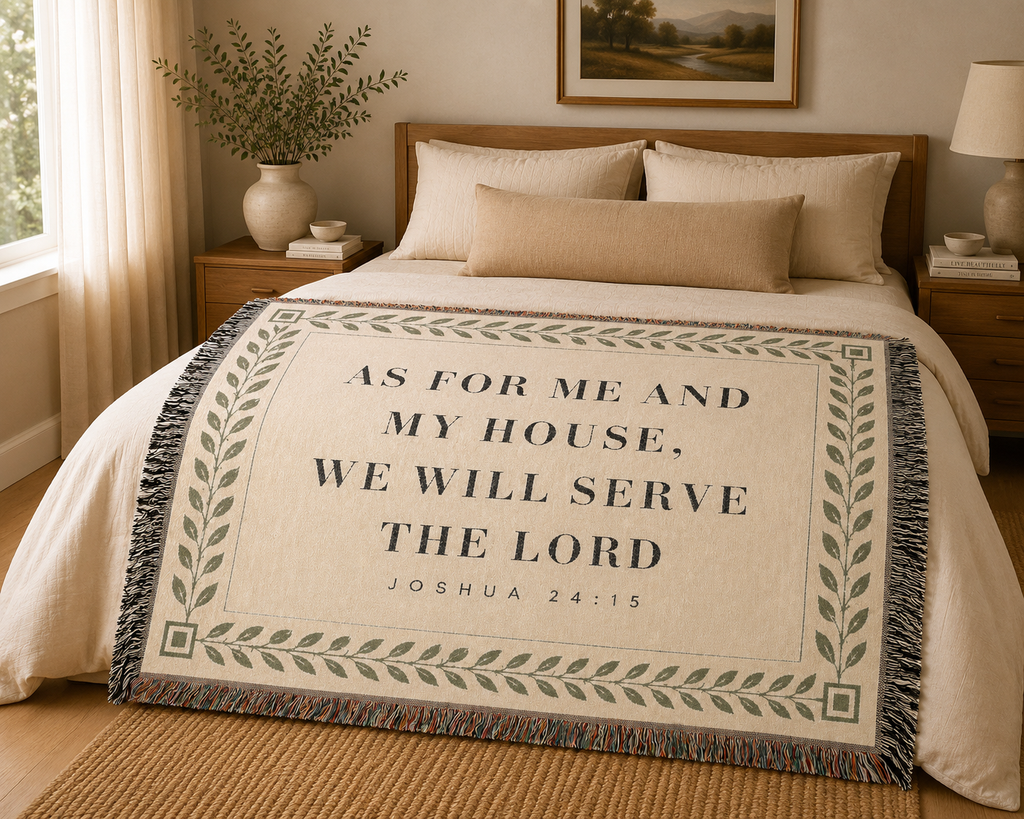 Joshua 24:15 woven scripture blanket