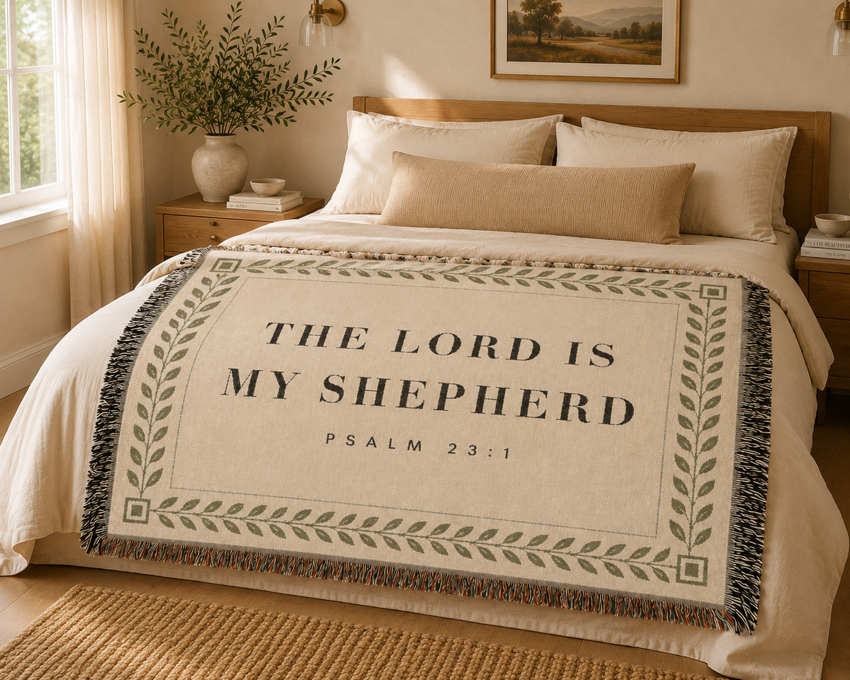 Psalm 23:1 woven scripture blanket