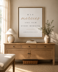 Lamentations 3:22-23 framed canvas, vertical scripture wall art