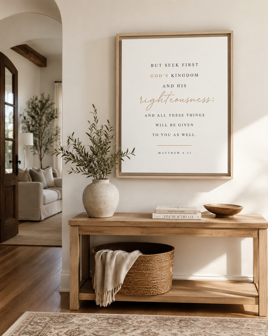 Matthew 6:33 Framed Canvas