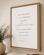 Matthew 6:33 Framed Canvas