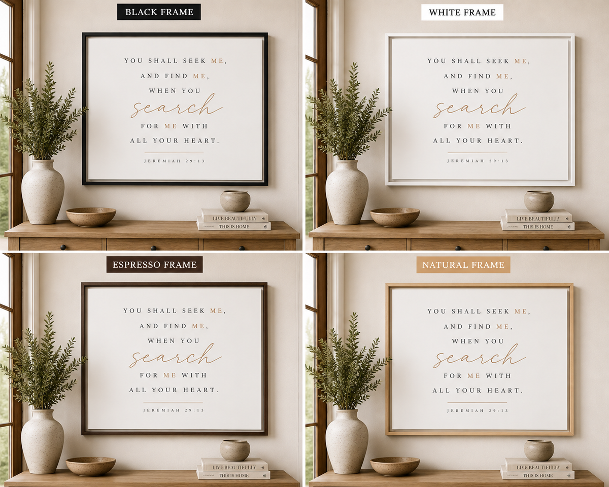 Jeremiah 29:13 Horizontal Framed Canvas