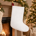 Personalized Baby's First Christmas stocking in soft white fleece by Theo & Co.