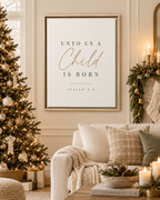 Unto Us a Child Is Born framed canvas by Theo & Co., detail view.