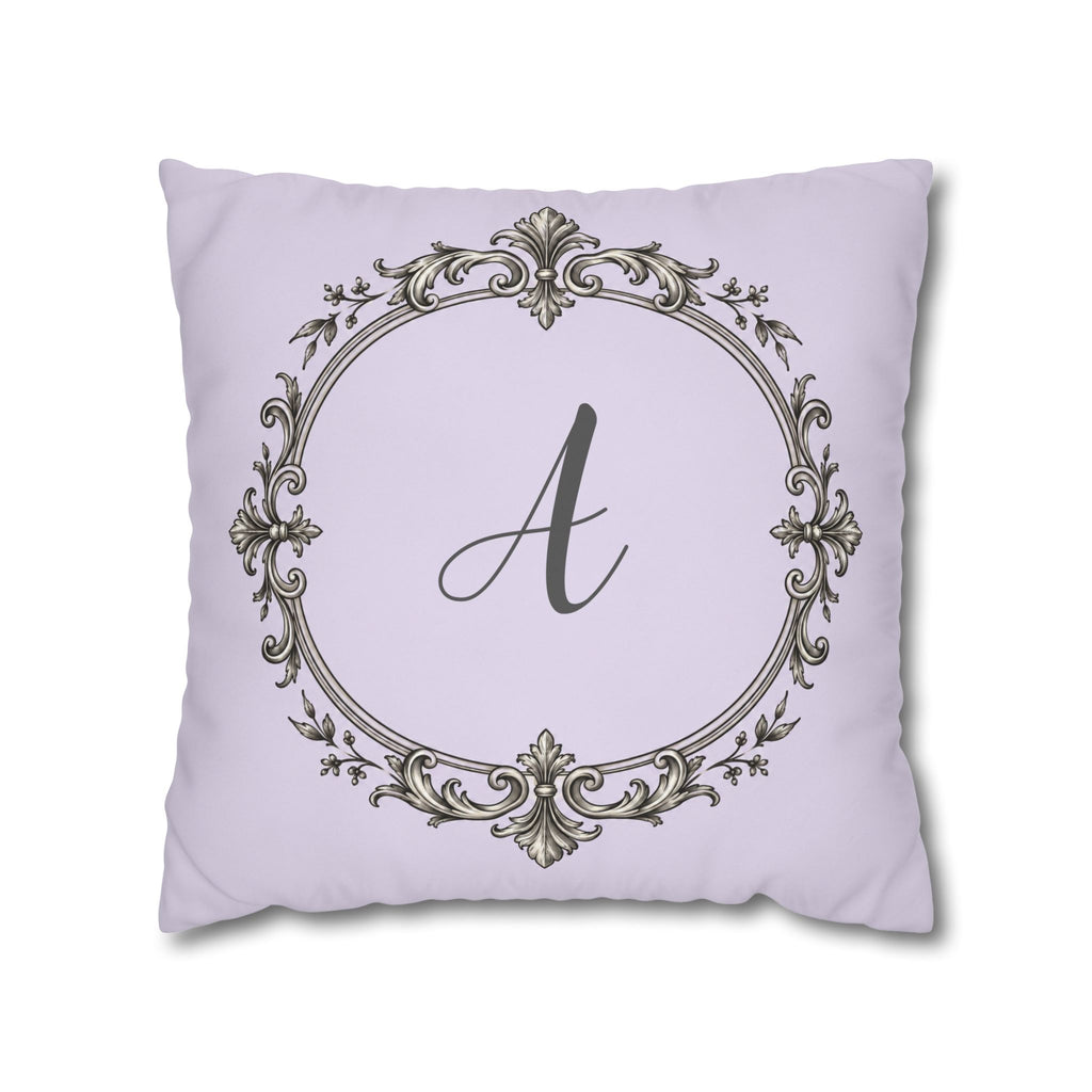 Letter A pillow cover in purple