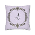 Letter A pillow cover in purple