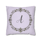 Letter A pillow cover in purple