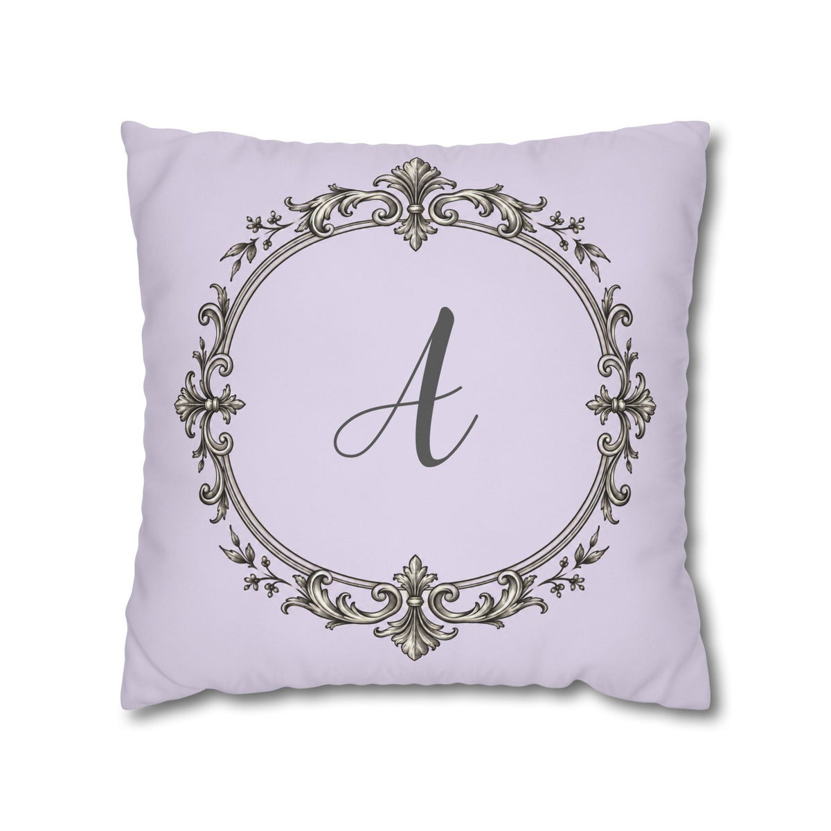 Letter A pillow cover in purple