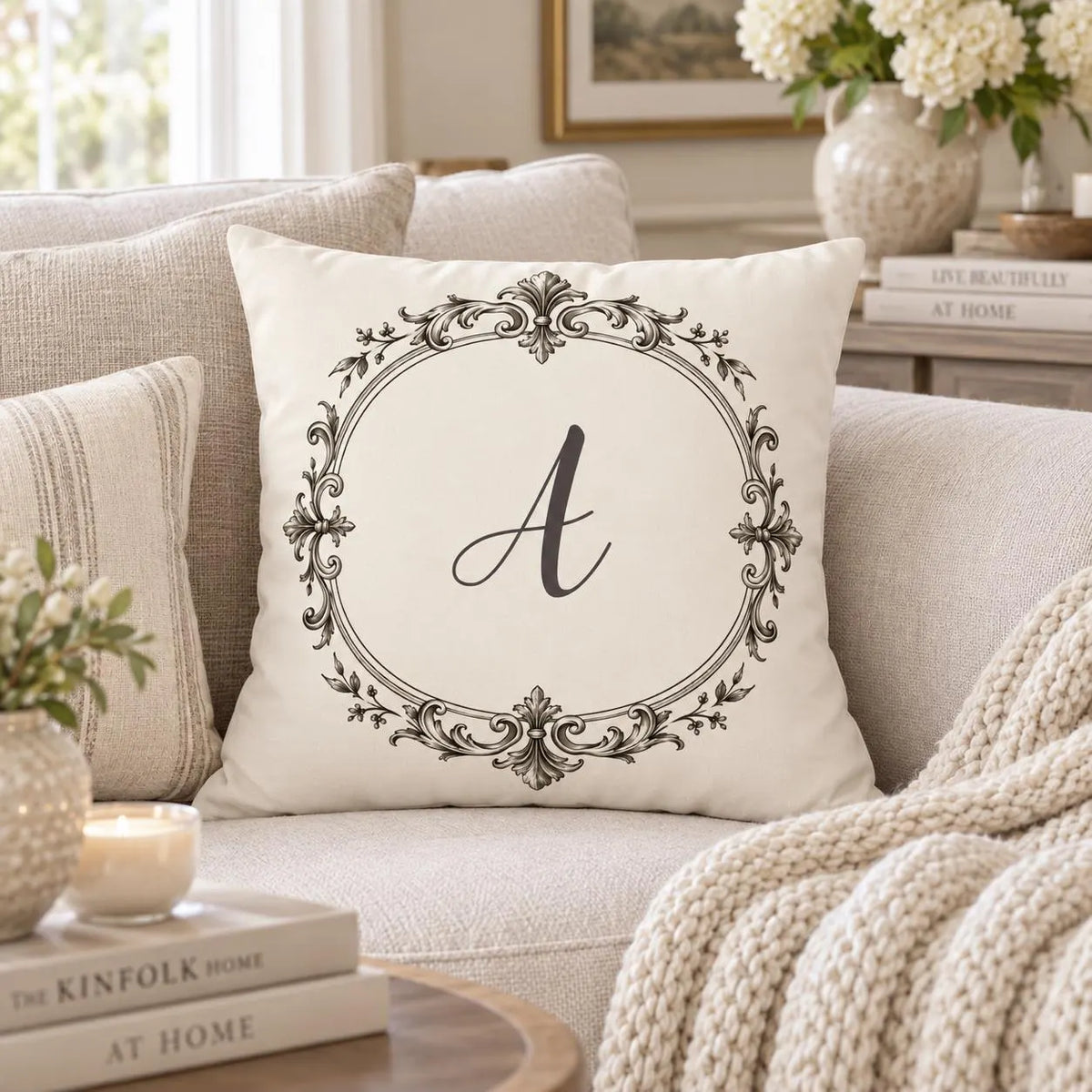 Letter A monogram pillow cover from Theo & Co.
