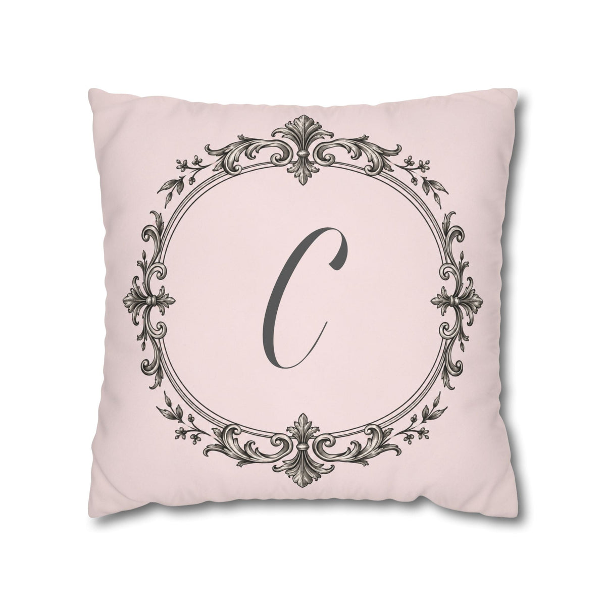 Letter C pillow cover in pink