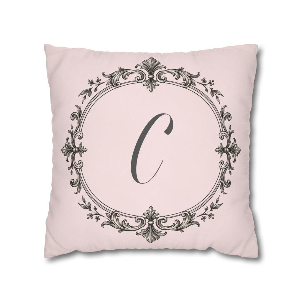 Letter C pillow cover in pink