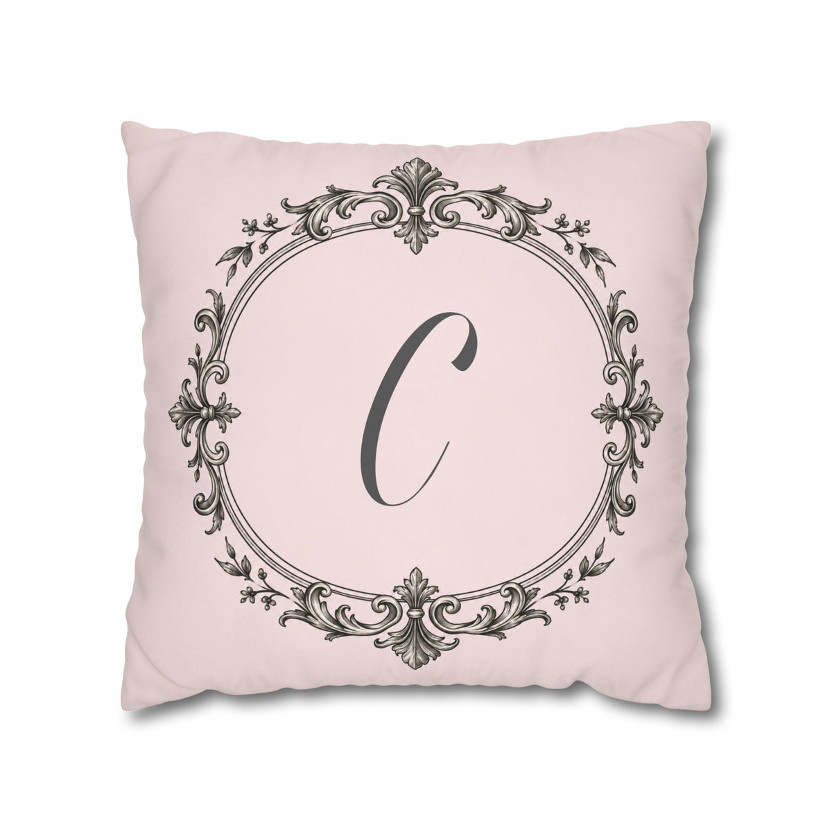 Letter C pillow cover in pink