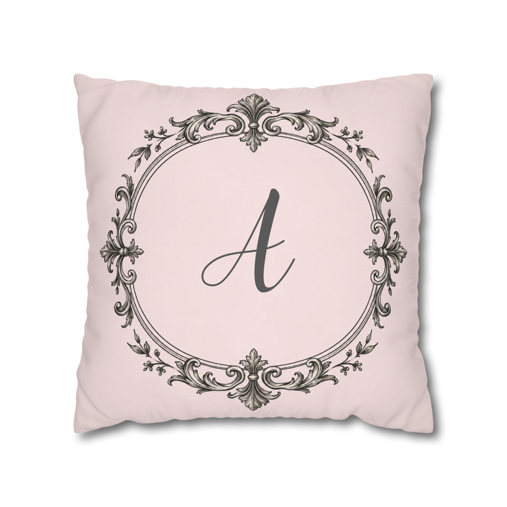 Letter A pillow cover in pink