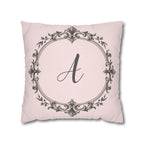 Letter A pillow cover in pink