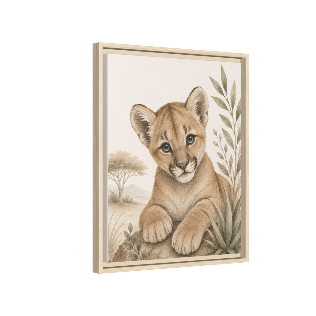 Baby Cougar Safari Framed Canvas