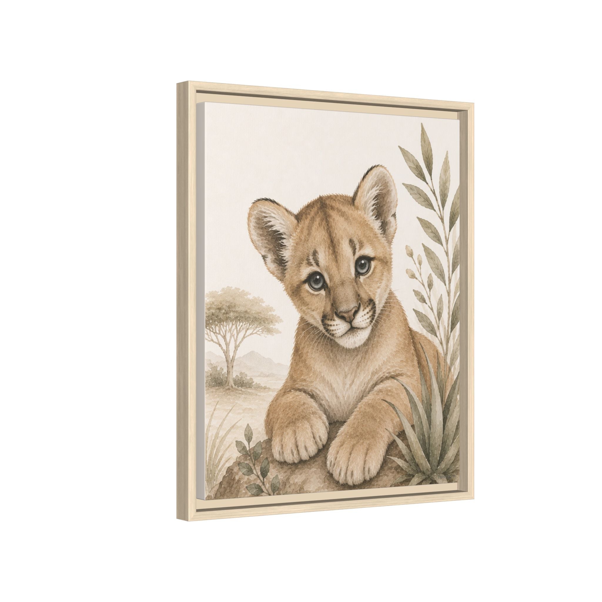 Baby Cougar Safari Framed Canvas