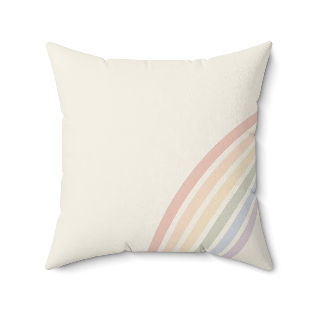 Pastel Rainbow Faux Suede Throw Pillow