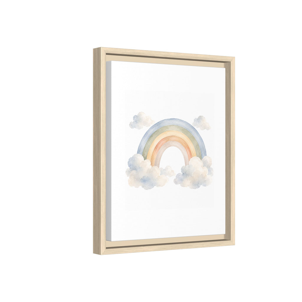 Rainbow Vertical Wall Art – Boho Cloud Nursery Framed Canvas