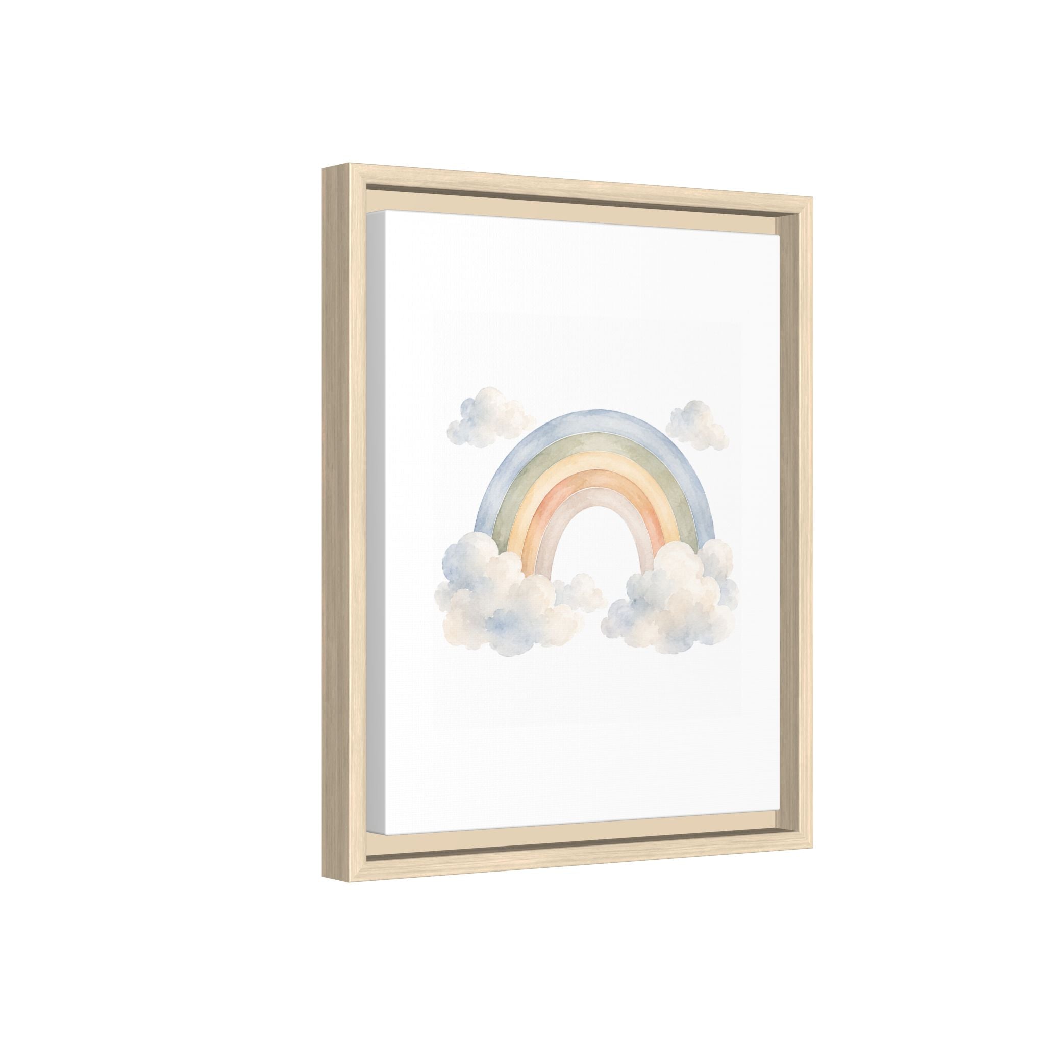 Rainbow Vertical Wall Art – Boho Cloud Nursery Framed Canvas