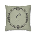 Letter C pillow cover in sage green