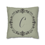 Letter C pillow cover in sage green