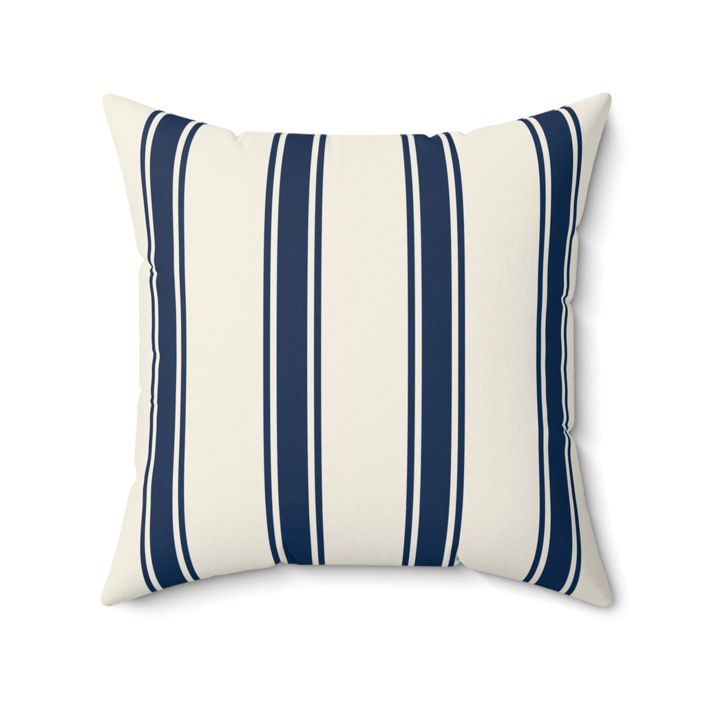 Navy Cabana Stripe Coastal Throw Pillow