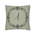 Letter A pillow cover in sage green