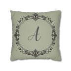 Letter A pillow cover in sage green