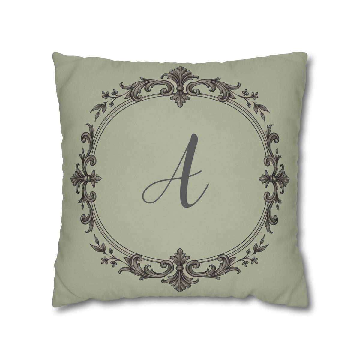 Letter A pillow cover in sage green