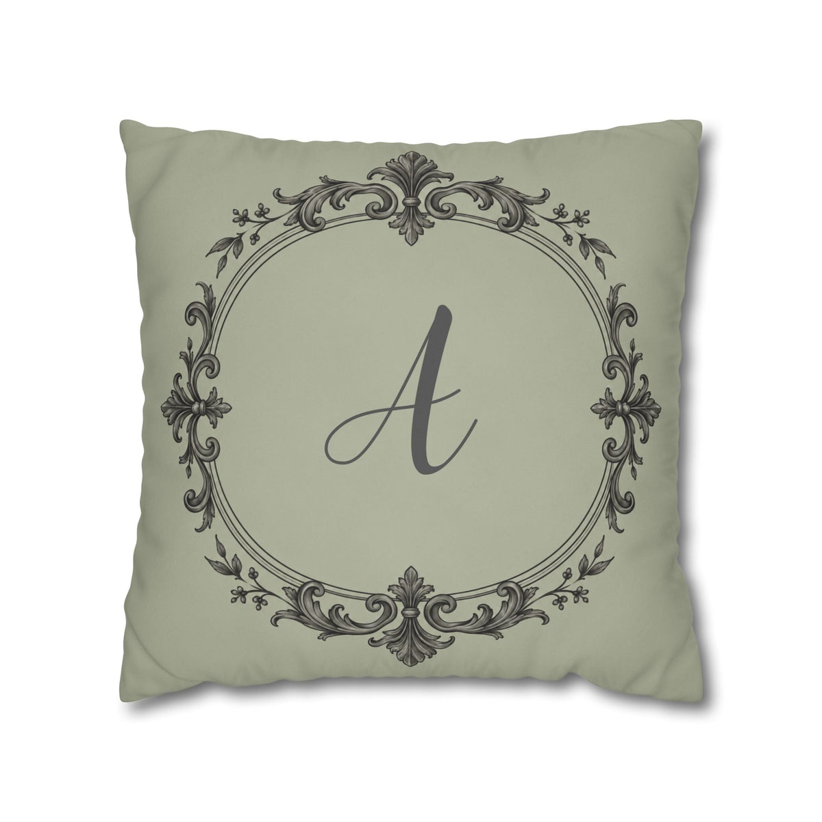 Letter A pillow cover in sage green